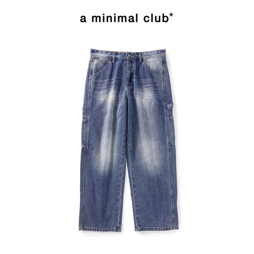 a minimal club复古重水洗工装牛仔裤大口袋可拆卡通纸AM59DT08 商品图0