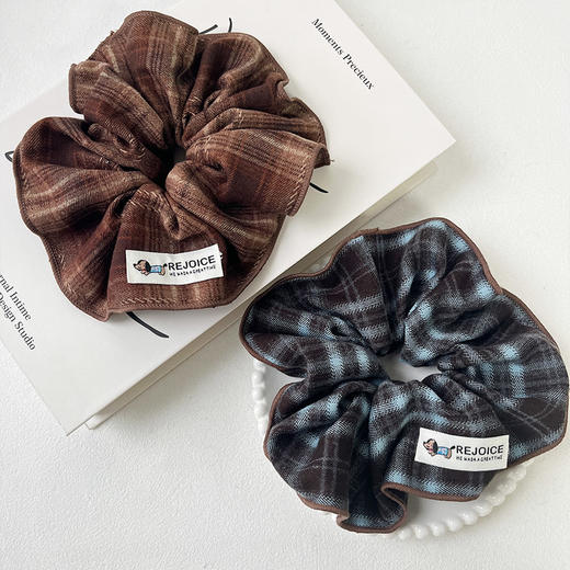 英伦风磨毛格纹锁边发圈丸子头发饰-纪念日百货门店同款166599279 商品图3