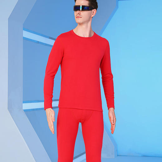 【鸿运本命年❗️羊毛蚕睡衣套装】羊毛+蚕丝给你不一样的冬天，蓄热保暖，舒弹抗拉，吸湿透气，不易变形，耐磨抗皱，大红男士保暖内衣羊毛蚕丝秋衣秋裤情侣打底保暖套装QQ 商品图4