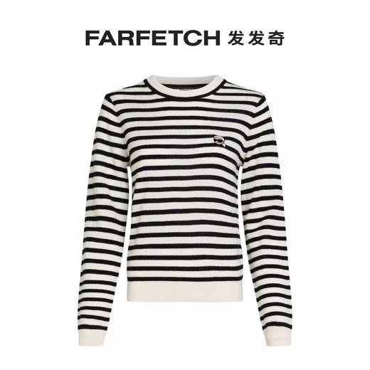 贝壳三 气质条纹羊毛混纺圆领长袖毛衣刺绣卡通头像针织衫C111202 商品图6