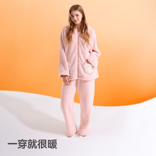 贝肽斯睡衣女款成人2025新款珊瑚绒a类亲子装家居服套装保暖加厚 商品图2