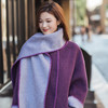 【林栖设计小店】（现货紧俏）绵羊毛双面呢配围巾渐变紫色粉色保暖2025秋冬新款宽松外套女T1954262 商品缩略图4