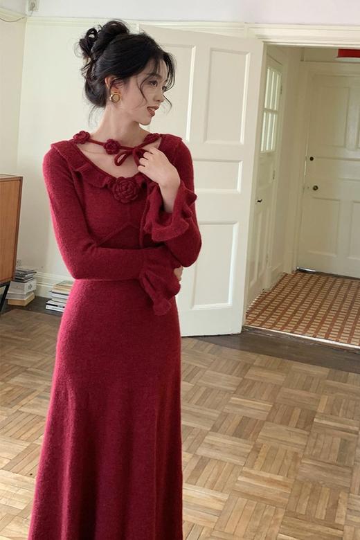 SIA SAYLOR 花朵气质显瘦甜美喇叭袖修身连衣裙 21448 商品图0