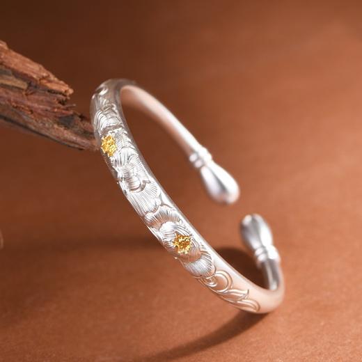 【国色呈祥】足银手镯牡丹花蒜头镯【SCH-SZ0026-1.2-113】 商品图2