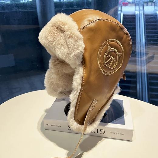 皮质雷锋帽子秋冬季加厚保暖户外护耳防风防寒毛绒帽 商品图0