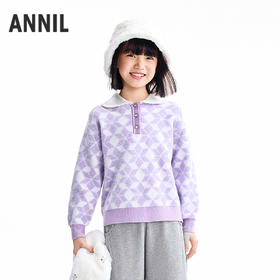 【实体店同款】女童翻领针织衫冬季新款安奈儿童装AG544063