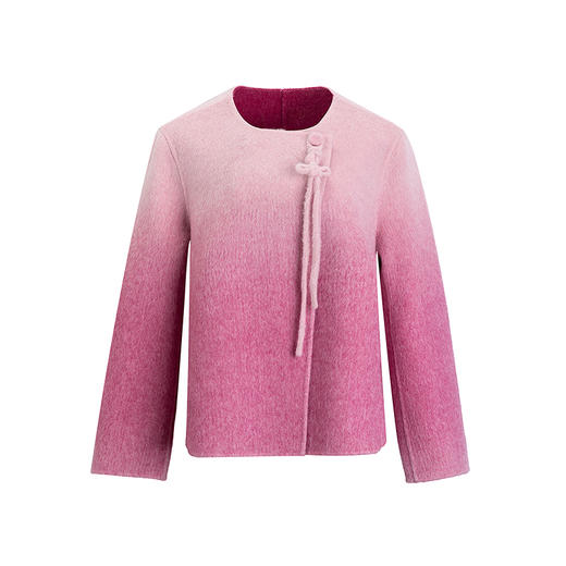 【林栖设计小店】（现货紧俏）绵羊毛双面呢紫色粉色国风新中式显瘦2025秋冬新款短款外套女T1954261 商品图14