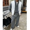 【富春山居套装】2025男士冬季简约时尚休闲老钱风半拉链设计款男士立领假两件卫衣长裤套装 商品缩略图1