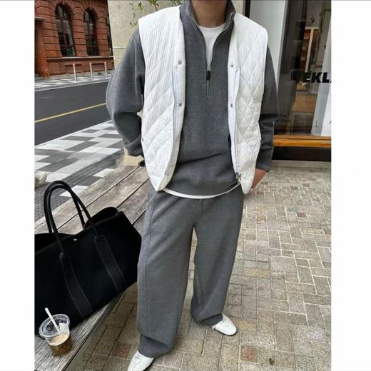 【富春山居套装】2025男士冬季简约时尚休闲老钱风半拉链设计款男士立领假两件卫衣长裤套装 商品图1