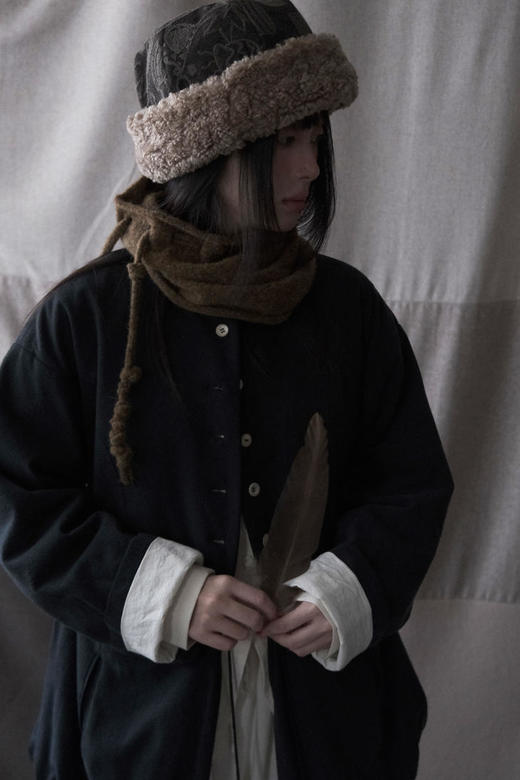 Kreuzzz 古绿色羊毛Marta刺绣毛绒软帽 商品图4