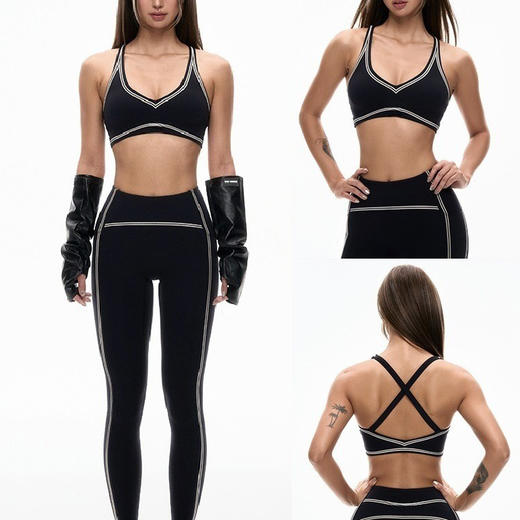 跃牌【菲芬之想】系列夏季女裸感瑜伽服套装高腰九分裤健身训练无袖长裤二件套25143 商品图2