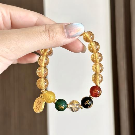 【五路财神香灰琉璃手串】敦煌福泽10MM香灰琉璃手串五路财神 纳福金色夜光琉璃手串 商品图8