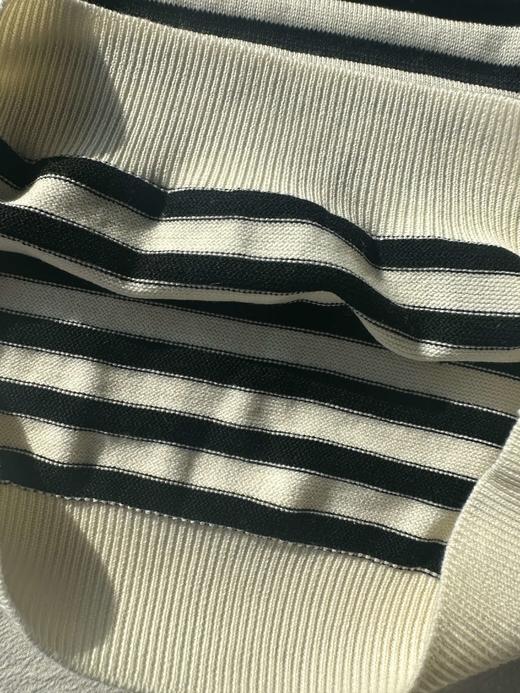 贝壳三 气质条纹羊毛混纺圆领长袖毛衣刺绣卡通头像针织衫C111202 商品图11