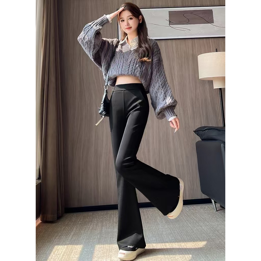 忆媚姿 高腰显瘦微喇小黑裤 | 薄绒/羊羔绒款 细腻柔软 舒适保暖 三种长度可选