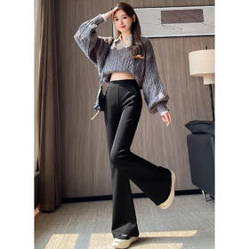 忆媚姿 高腰显瘦微喇小黑裤 | 薄绒/羊羔绒款 细腻柔软 舒适保暖 三种长度可选