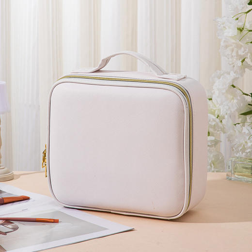 网红化妆包带镜子LED灯大容量便携化妆箱多功能分区分层手提包包 商品图5