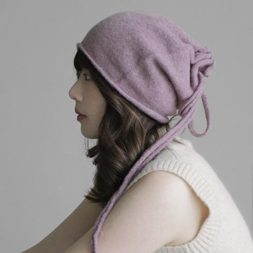 Kreuzzz 25AW 芋紫色/浅灰棕/苔藓色极细羊驼毛Lori抽绳冷帽 商品图0