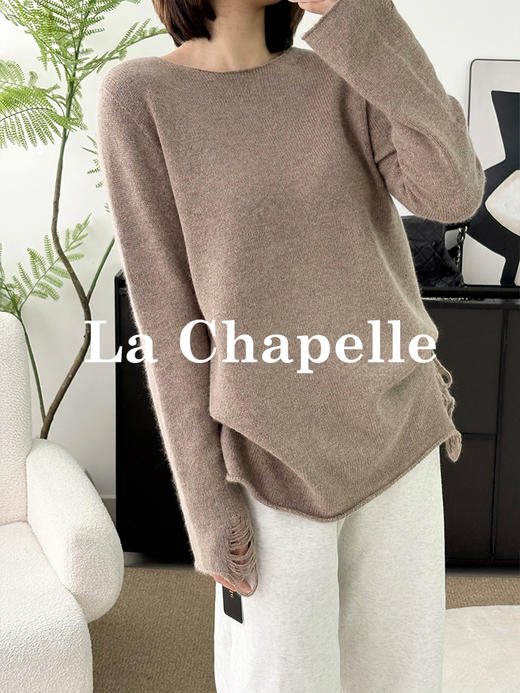 专柜实拍【镂空钩边+兔毛/绵羊毛】拉夏贝尔/La Chapelle高品质毛衣~舒适亲肤不扎！设计感时髦圆领针织毛衣 商品图13