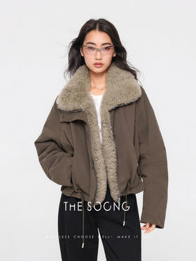 THESOONG|重工纯棉立裁90白鹅绒山羊绒翻领羽绒服HWYRF8045