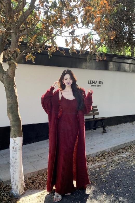 ELLA JADE 轻熟气质风修身显瘦针织长款吊带连衣裙 21426 商品图3