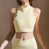跃牌【菲芬之想】系列 斜肩镂空花上衣带胸垫裸感运动背心式美背瑜伽服8801 商品缩略图1