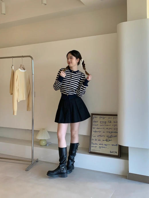 【秒杀价已调 直接拍】开放日最后2天的大爆款 AMI 女士 设计师款 羊毛混纺 条纹开衫毛衣 商品图14