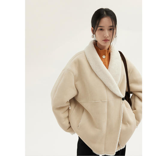HeyDress翻领加厚仿羊羔毛皮草上衣 商品图4