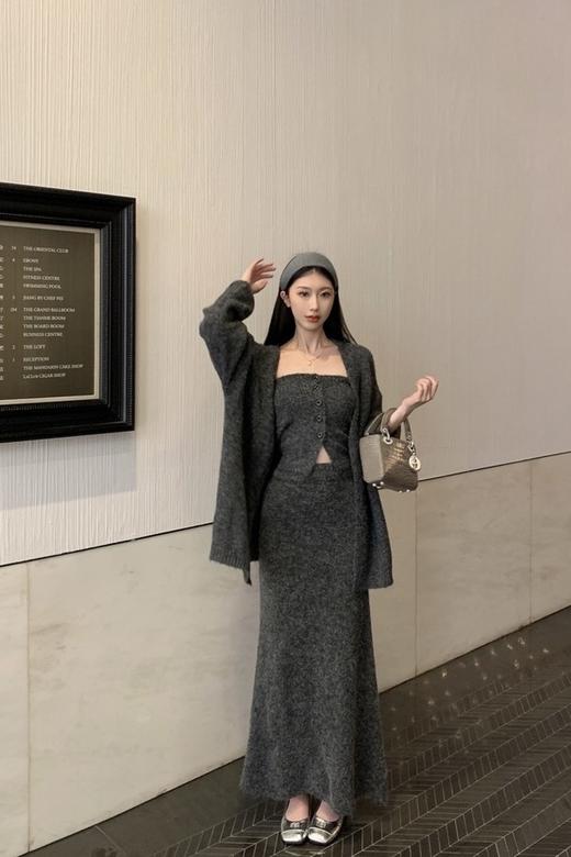 SIA SAYLOR 名媛风休闲慵懒风针织开衫半裙三件套装 21424 商品图0