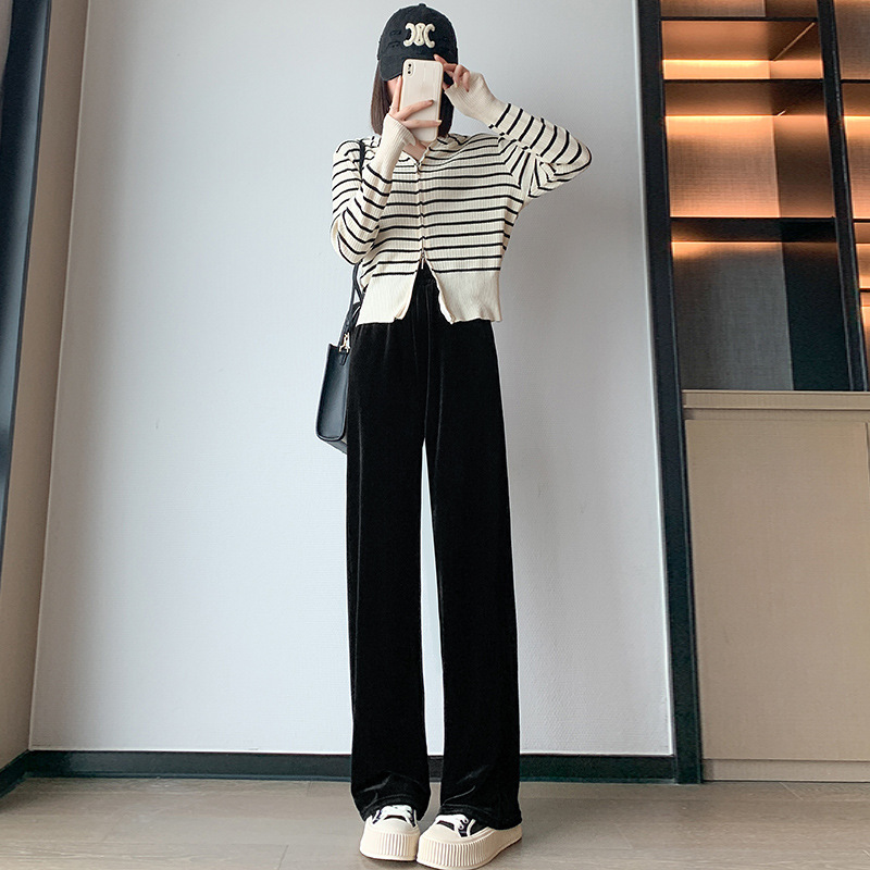 加绒保暖！【板嫣金丝绒阔腿裤】外层绸缎般暗光泽感 贵妇感十足 大厂工艺轻奢不倒绒  水洗不变硬 不易起静电 内里加绒 保暖防风抗寒！