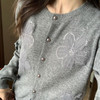 格雷灰网纱亮片花朵针织开衫｜温暖与摩登随时在线，春秋冬三季都能穿【3-5天发货】 商品缩略图3