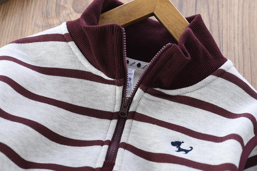 110-170条纹一体奥利绒半拉链卫衣 商品图8