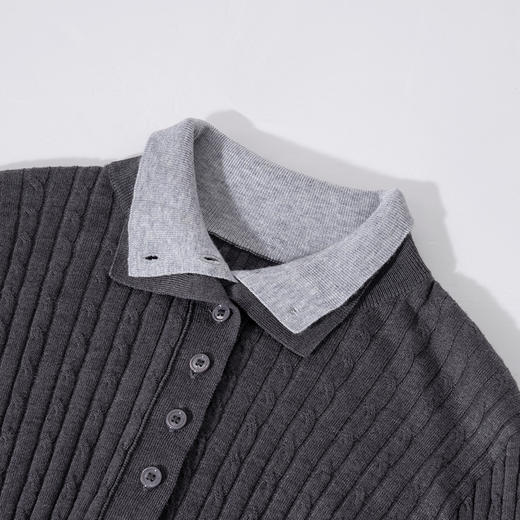 【5天左右发货】Grace&Glam MIU系风羊毛复古绞花假两件针织衫 商品图3