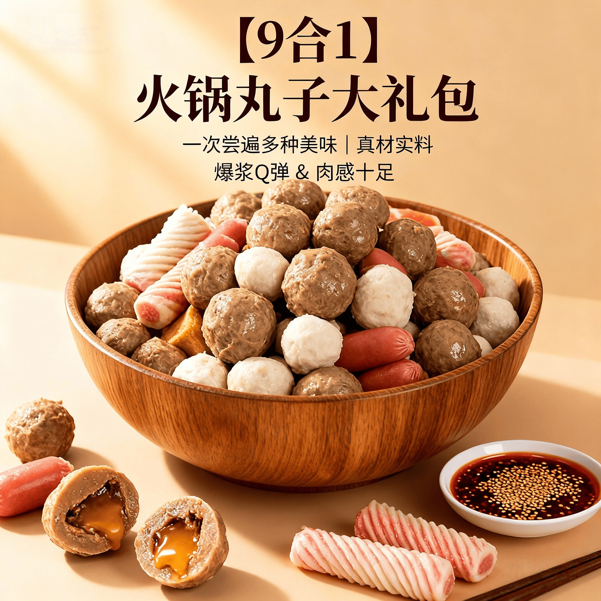 【一站购齐❗️火锅食材🔥火锅食材丸子大礼包】甄选品质原料制作，真材实料，口感浓郁鲜甜，混合全套配菜牛风味肉丸鱼丸，蔬菜丸关东煮麻辣烫食材L