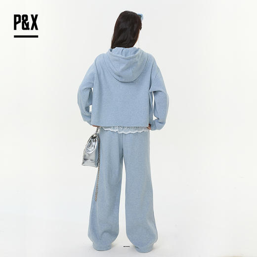 P&X设计师女装2025冬季慵懒风加绒时尚套装长裤 825414195 蓝色 商品图4