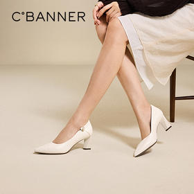 【上新】千百度2026春季新款羊皮粗高跟鞋女通勤尖头正装气质法式浅口单鞋A26171674