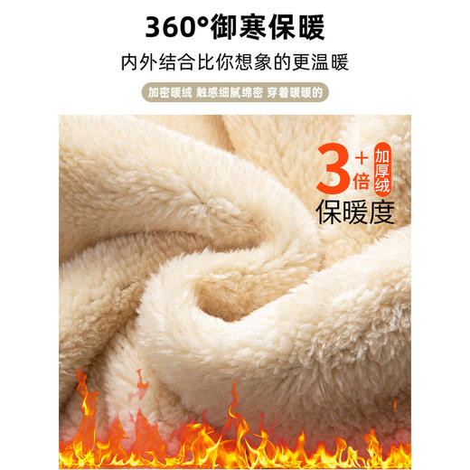 「加绒奶芙阔腿裤」白色奶芙山本裤女秋冬季加绒加厚保暖棉裤外穿羊羔绒防风阔腿裤子 商品图2