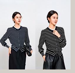 588593精纺羊毛条纹开衫 商品图0