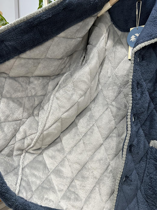 松植屋男款抗静电三层夹棉加厚棉袄套装男士睡衣家居服冬季棉服 商品图3