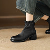 【预售5天】软羊皮粗跟厚底舒适短靴，圆头中跟百搭马丁靴LD&7458 商品缩略图4