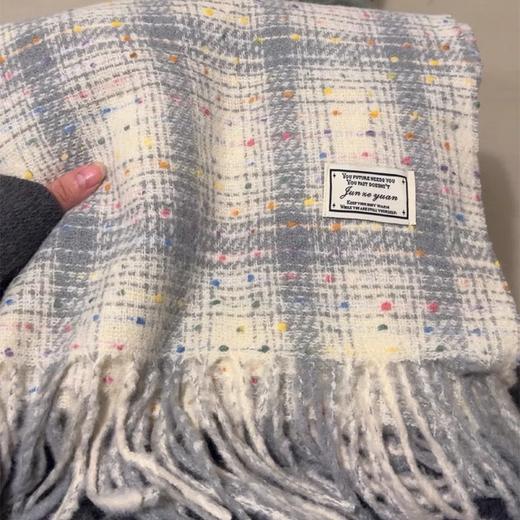 【韩版百搭❗️秋冬氛围保暖围巾❗️]2025新款韩版满天星格纹围巾 女秋冬学生情侣披肩 百搭保暖围脖 商品图4