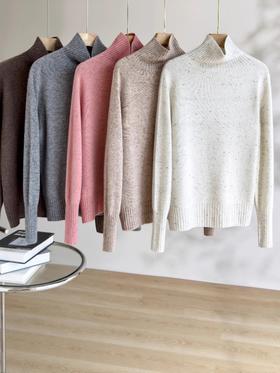 「自」全新升级【铂金会员220/天猫289/差价69】(20804)洛诗琳慵懒风高领彩点纯羊毛衫2025秋冬新款毛衣女厚款百搭针织毛衣