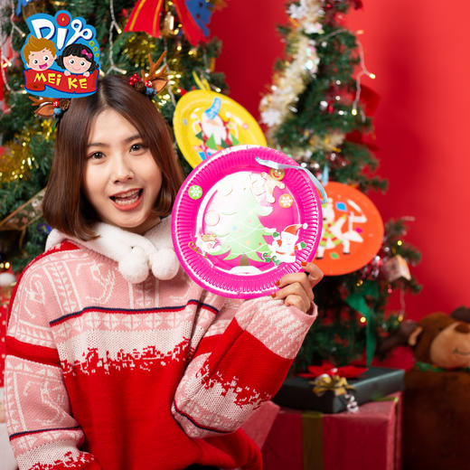 圣诞节日纸盘系列3 圣诞节老人纸盘画幼儿园手工DIY环创材料包 商品图4