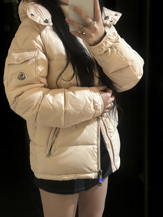 Mon&clerMaire系列 纯色可脱卸帽宽松拉链长袖羽绒服 商品图5