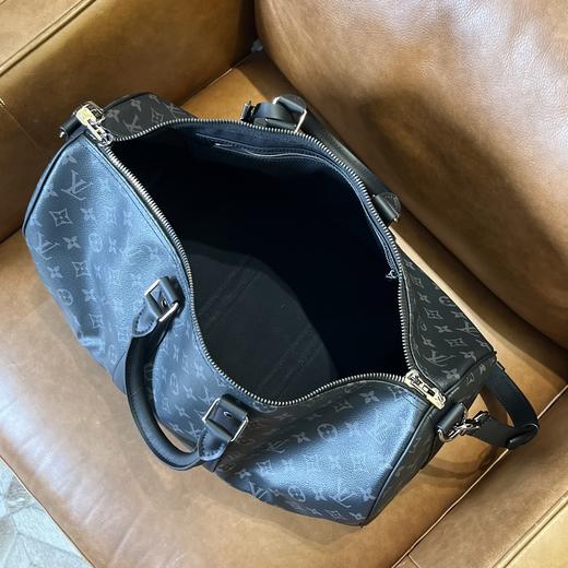 驴家keepall 45 经典老花满印涂层帆布拼牛皮革饰边手提单肩包（带163芯片） 商品图12