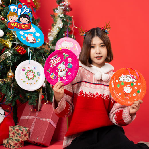 圣诞节日纸盘系列3 圣诞节老人纸盘画幼儿园手工DIY环创材料包 商品图2