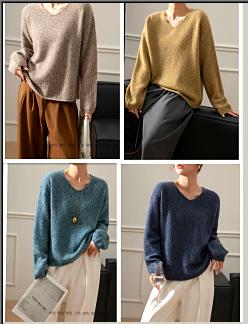 484506时尚 V领夹色全毛衫 商品图0