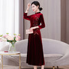 AHM thfs9668金丝绒旗袍改良复古妈妈装裙 商品缩略图3