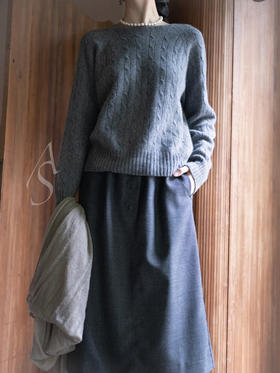 Studio Nicholson 25PF 炭灰色Isola heritage羊毛系带半裙