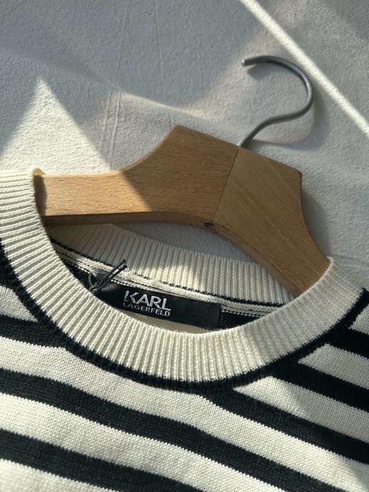 贝壳三 气质条纹羊毛混纺圆领长袖毛衣刺绣卡通头像针织衫C111202 商品图1