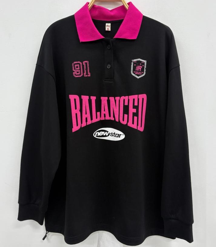 NC撞色翻领印图案长袖卫衣50721（黑）秋季253011860321